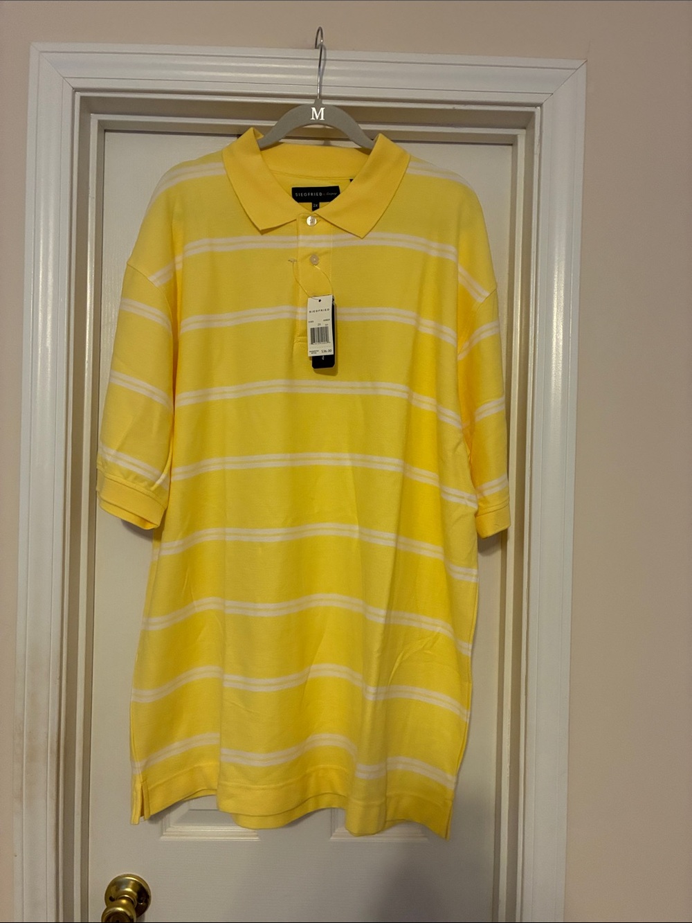 Men’s‎ 2X Siegfried & Company Yellow Striped Polo Shirt with Classic Collar